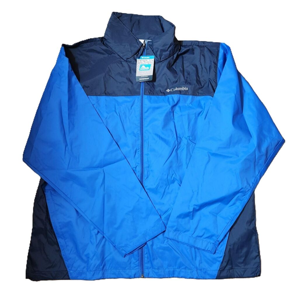 Columbia Glennaker Lake Men’s XXL Blue Hooded Packable Rain Jacket NWT